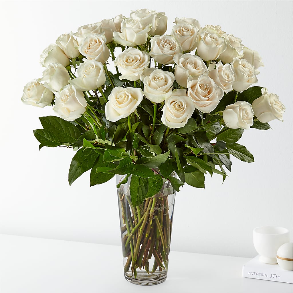Long Stem White Rose Bouquet – Jewel, Itasca IL