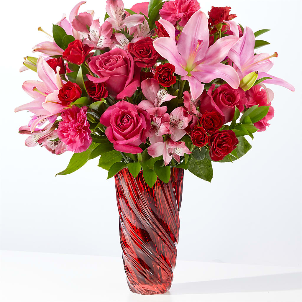 In Love Bouquet with Luxe Swirl Vase – Jewel, Itasca IL