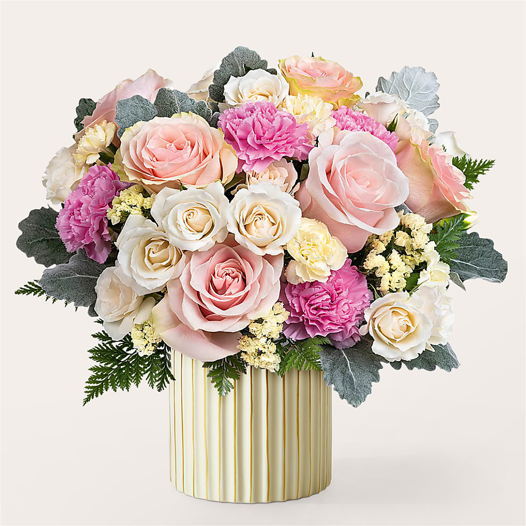 Blissful Moments Bouquet with Ivory Vase – Jewel, Itasca IL