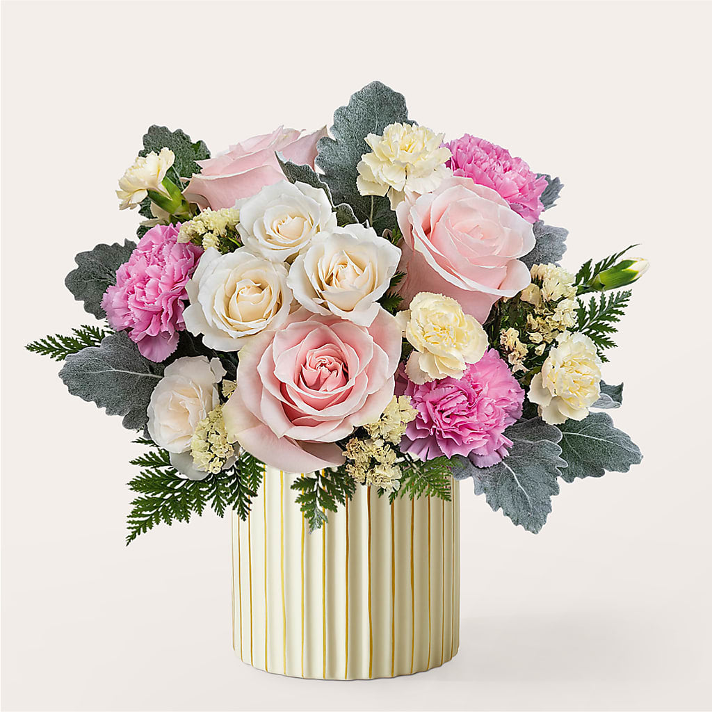 Blissful Moments Bouquet with Ivory Vase – Jewel, Itasca IL