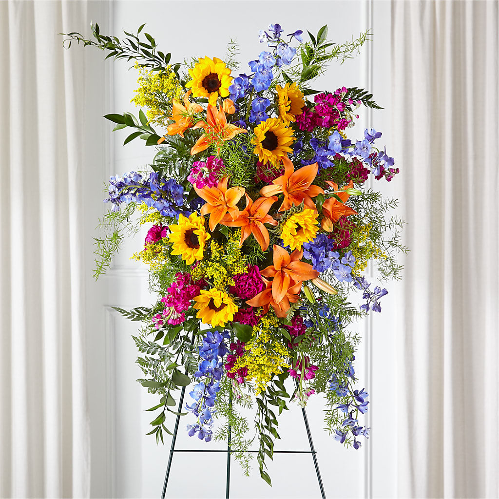 Sunlit Memories Standing Spray (Standard) – Jewel, Itasca IL