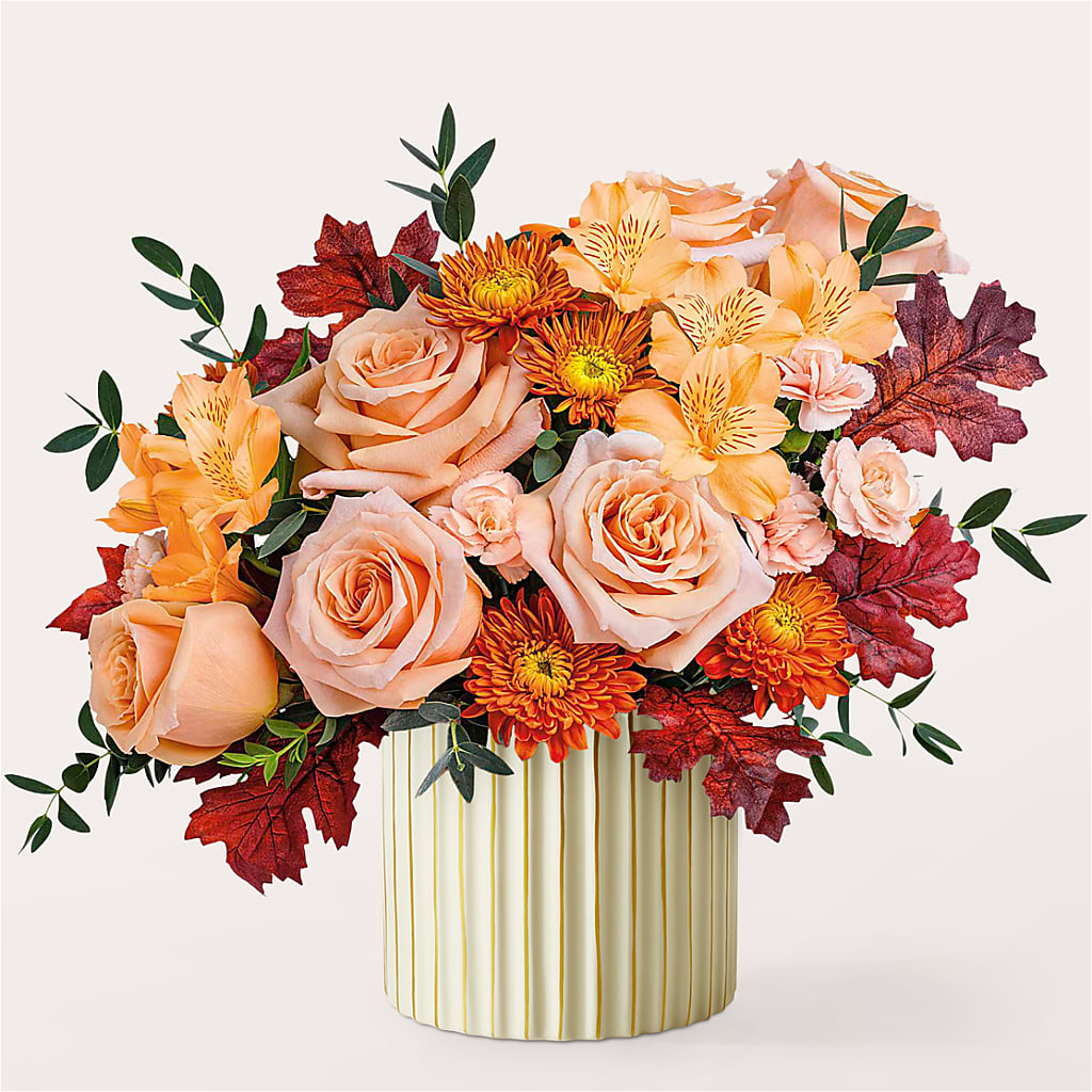 Spiced Latte Bouquet with Ivory Vase – Jewel, Itasca IL