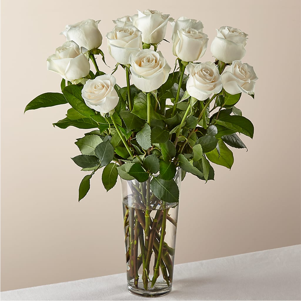 Long Stem White Rose Bouquet –  Jewel, Itasca IL