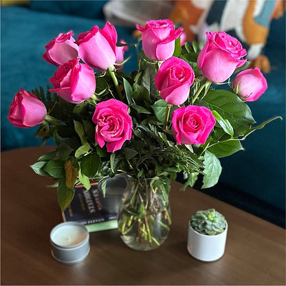 Long Stem Pink Rose Bouquet –  Jewel, Itasca IL