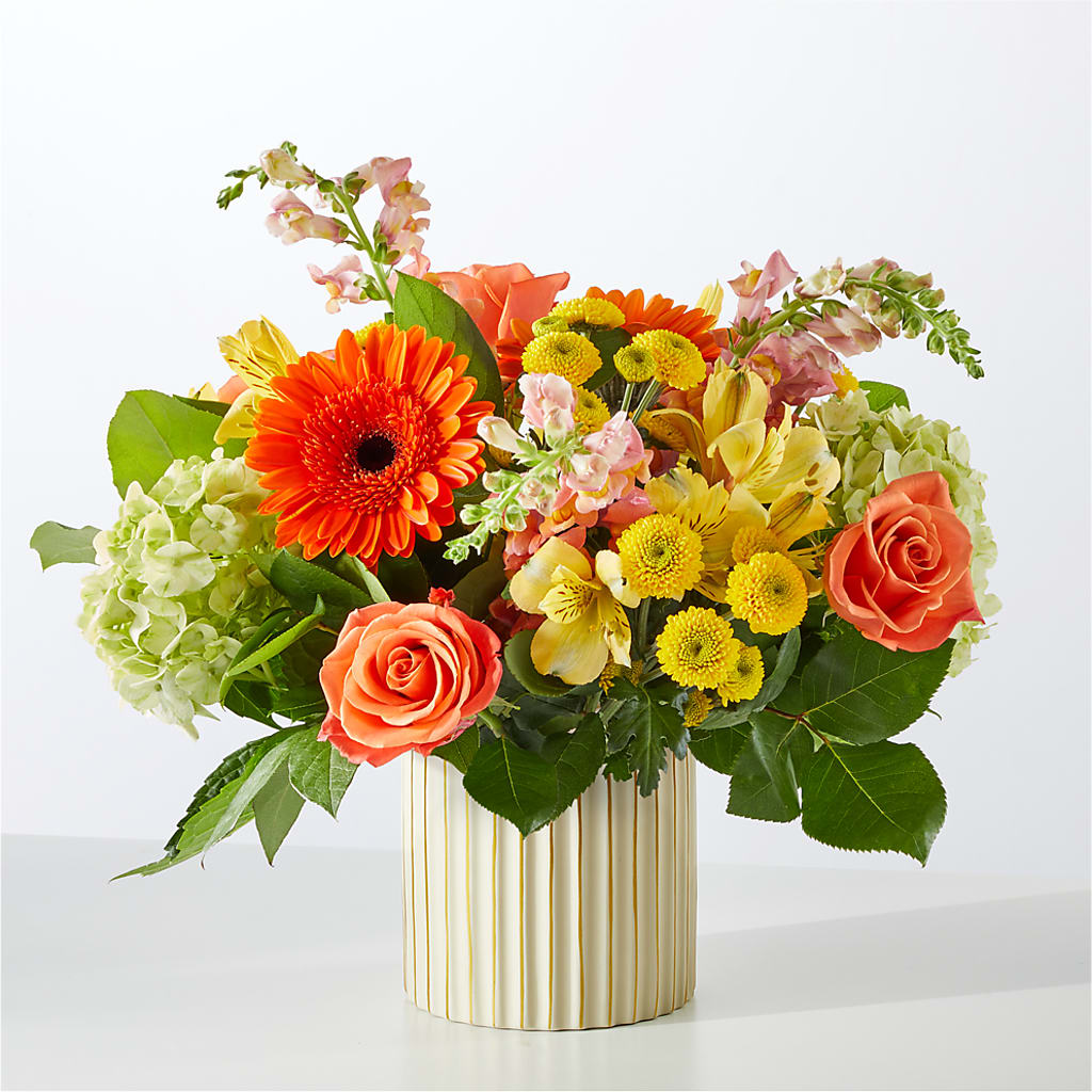 Autumn Sunshine Bouquet with Ivory Vase –  Jewel, Itasca IL