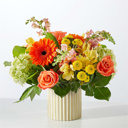 Autumn Sunshine Bouquet with Ivory Vase –  Jewel, Itasca IL