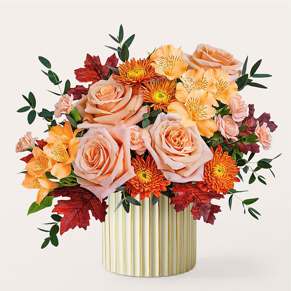 Spiced Latte Bouquet with Ivory Vase –  Jewel, Itasca IL
