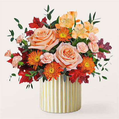 Spiced Latte Bouquet with Ivory Vase –  Jewel, Itasca IL